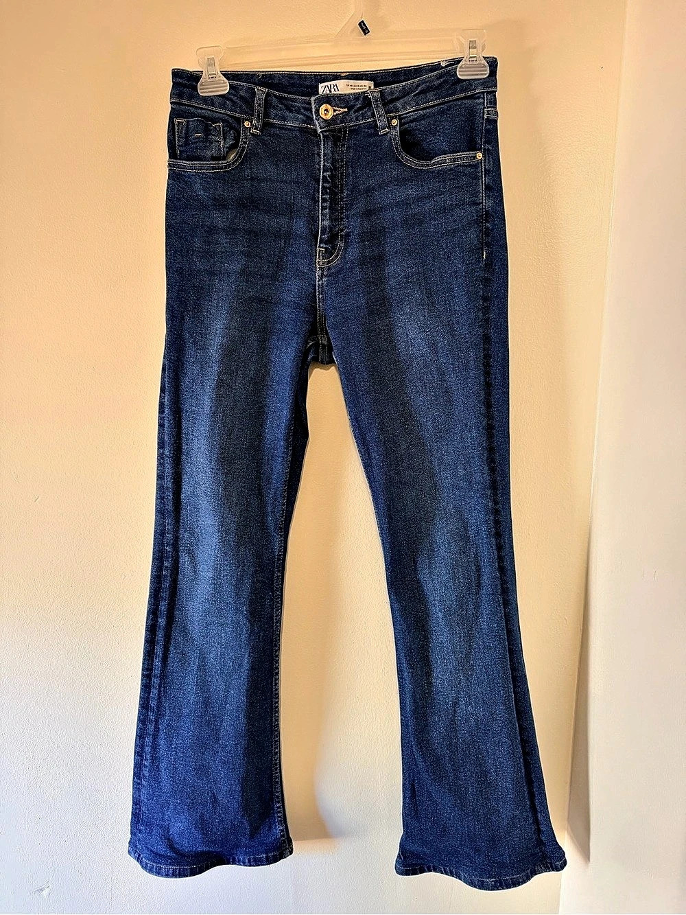 Zara Women's Flare Jeans Blue Size 8